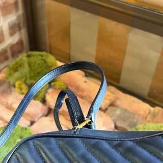 SAINT LAURENT Lou Navy Blue Calfskin Matelasse Monogram Crossbody Bag