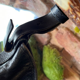 SAINT LAURENT Mombasa Horn Black Leather Vintage Hobo Bag