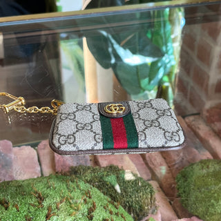 GUCCI Ophidia Beige GG Supreme Canvas Key Pouch