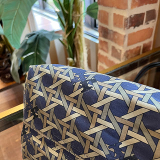 TORY BURCH Blue Basket Weave Print Nylon Tote