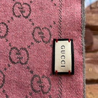 GUCCI Pink GG Jacquard Wool Scarf Graphite