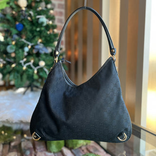 GUCCI Abbey D-Ring Black GG Canvas Tote
