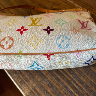LOUIS VUITTON Takashi Murakami Pochette Accessories White Monogram Multicolor Shoulder Bag