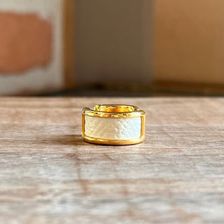HERMES Olympe White Epsom Leather Ear Cuff