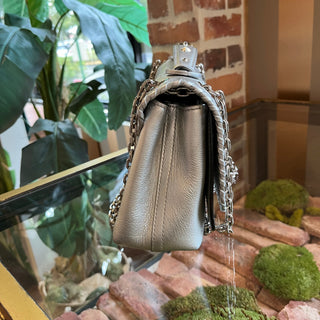 LOUIS VUITTON Very Braided Around Silver Metallic Leather Shoulder Bag