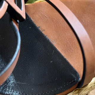 SAINT LAURENT Cassandra Brown Leather Raffia Wedges SZ 41 (US 11)