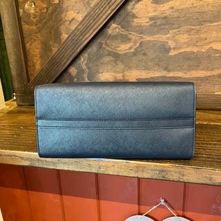 PRADA Small Convertible Open Navy Blue Saffiano Leather Tote Bag