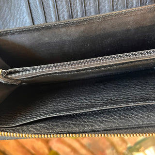 GUCCI Soho Black Pebbled Leather Zip-Around Continental Wallet