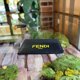 FENDI Black Leather Logo Card Holder