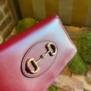 GUCCI 1955 Horsebit Red Leather Zip Around Wallet