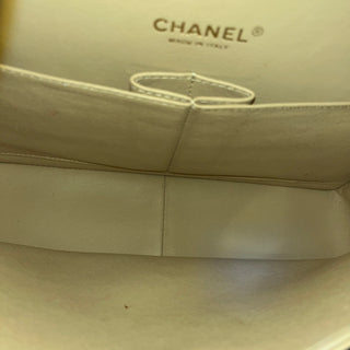 CHANEL Jumbo Double Flap Beige Caviar Quilted Leather Shoulder Bag
