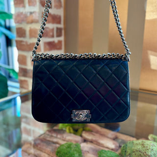 CHANEL Black Accordion Boy Bag