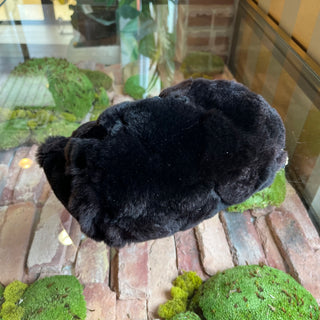 CHANEL Chocolate Brown Rabbit Fur Drawstring Shoulder Bag