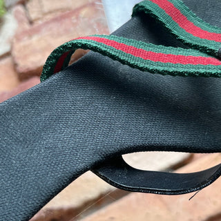 GUCCI Web Stripe Black Leather Sandals SZ 7.5