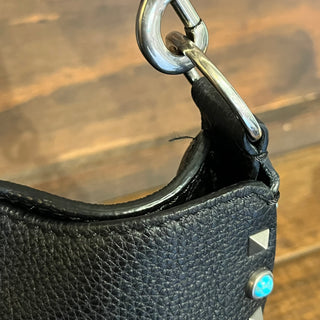 VALENTINO GARAVANI Rockstud Rolling Flip-Lock Messenger Bag Pebbled Calfskin Crossbody