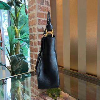 CHLOE Marcie Black Grained Leather Hobo Tall