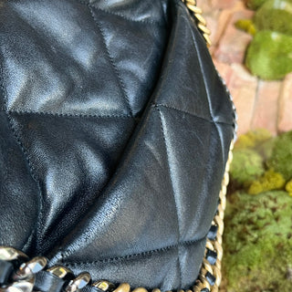 CHANEL 19 Medium Black Quilted Goatskin Shoulder Bag