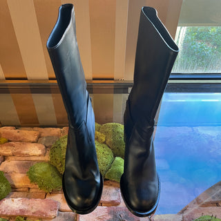FERRAGAMO Black Leather Mid Calf  Gancini Boots SZ 10