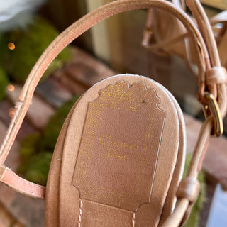 DIOR Cannage Champagne Satin Crystal Platforms SZ38(8US)