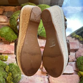 PRADA Strappy Brown Leather Cork Espadrilles SZ 38 (US 8)