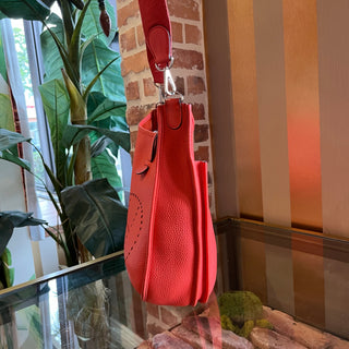 HERMES Evelyne PM III Bougainvillea Clemence Leather Crossbody Bag