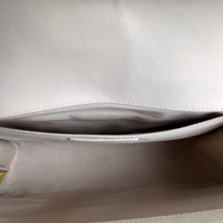 CHANEL Medium Boy Bag White Perforated Leather Shoulder Bag