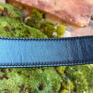 GUCCI Interlocking G Two Tone Buckle Black Leather Belt SZ 75/30