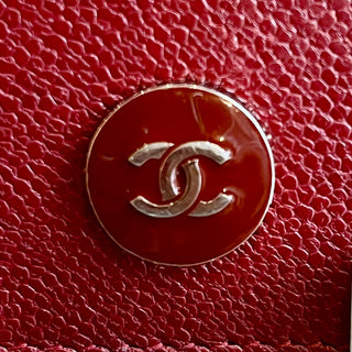 CHANEL Sevruga Red Caviar Leather Wallet