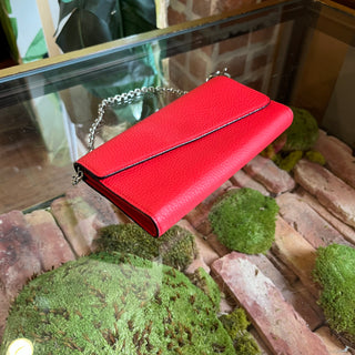 DIOR Diorissimo Red Bullcalf Leather Envelope Flap Wallet