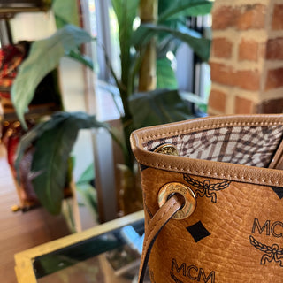 MCM Liz Reversible Cognac Visetos Monogram Canvas Tote