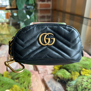 GUCCI Black Chevron Marmont Small Pouch