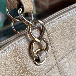 CHANEL Chocolate Bar Beige Caviar Leather Bag Tote