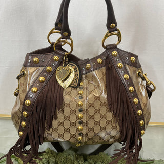 GUCCI Crystal Babouska Brown Hobo Bag