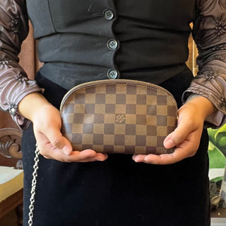 LOUIS VUITTON Cosmetic Pouch PM Damier Ebene Canvas Dome Pouch