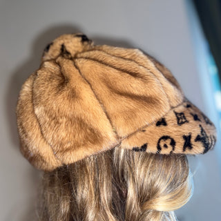 LOUIS VUITTON Beige Monogram Cavroche Mink Cap