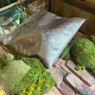 GUCCI GG Imprimé Pewter Crystal Messenger Crossbody Bag