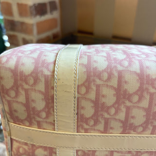 DIOR Rose Clair Coated Canvas Logo Medium Boston Bag