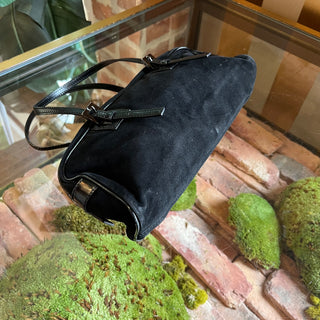 FENDI Bauletto Mini Black Suede Satchel Bag