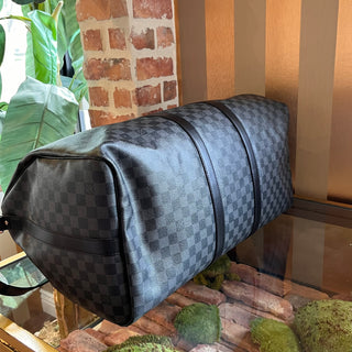 LOUIS VUITTON Keepall Bandouliere 55 Damier Graphite Canvas Duffel Bag