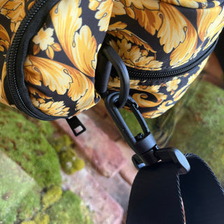 VERSACE Black Gold Nylon Baroque Diaper Bag
