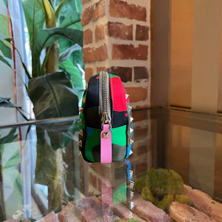 VALENTINO Multicolor Camouflage Printed Nylon Rockstud Cosmetic Bag