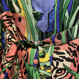 GUCCI Feline Flora Multicolor Silk Printed Blouse SZ42 Pants Set