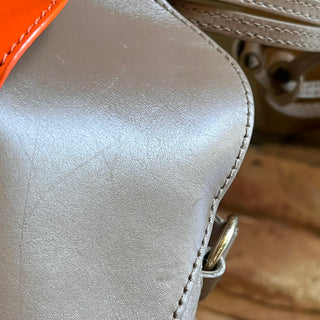 CHLOE Tulip Mini Taupe Orange Calfskin Leather Bucket Bag