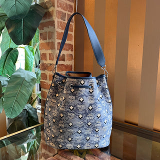 MCM Denim Visetos Dessau Bucket Bag