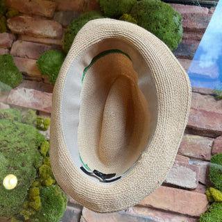 GUCCI Striped Raffia Fedora Hat SZ M