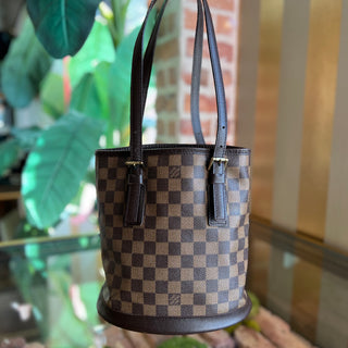 LOUIS VUITTON Marais Brown Damier Ebene Coated Canvas Bucket Bag