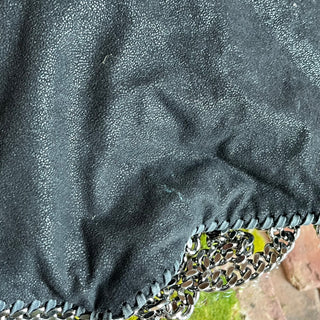 STELLA MCCARTNEY Falabella Black Vegan Grained Shaggy Deer Tote Bag