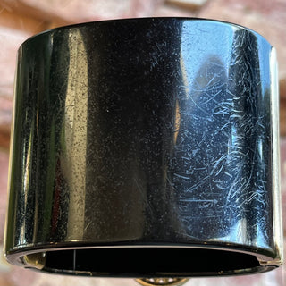 CHANEL CC Black Resin Faux Pearl Embellished Cuff