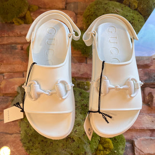 GUCCI Horsebit White Rubber Platform Sandals SZ 39 (US 9)