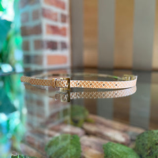 DOLCE&GABBANA Pink Leather Vintage Gold Tone Metal Chain Belt
